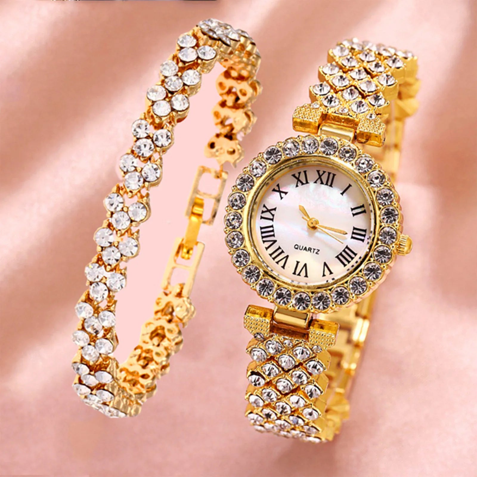 2PCS Crystal Watch Set – Elegant & Luxury