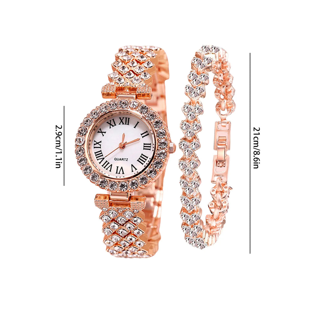 2PCS Crystal Watch Set – Elegant & Luxury