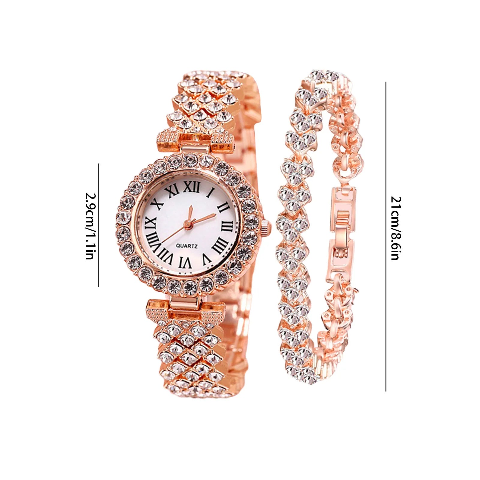 2PCS Crystal Watch Set – Elegant & Luxury