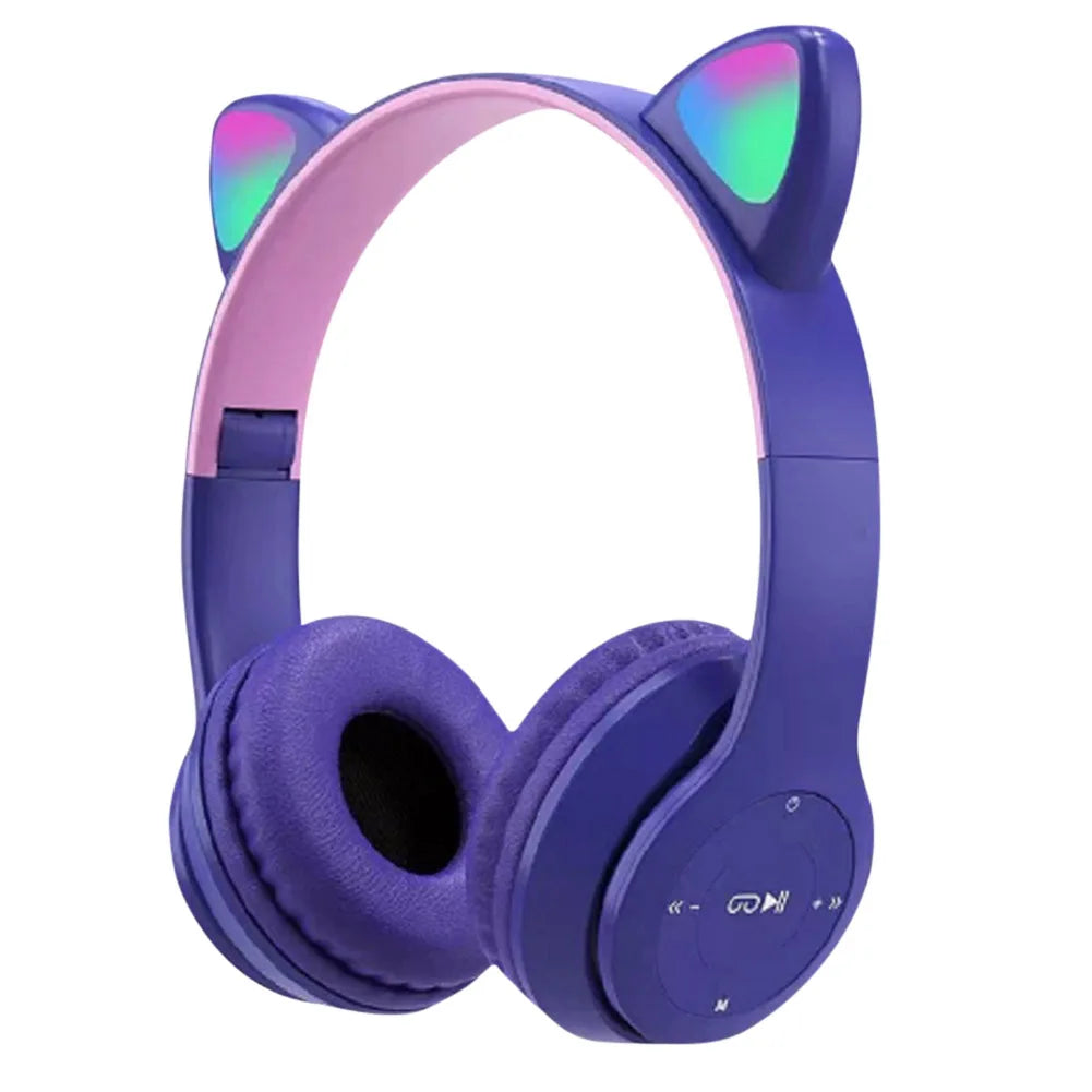 Cat Ear Wireless Gaming Headphones – RGB Glow Bluetooth Headset