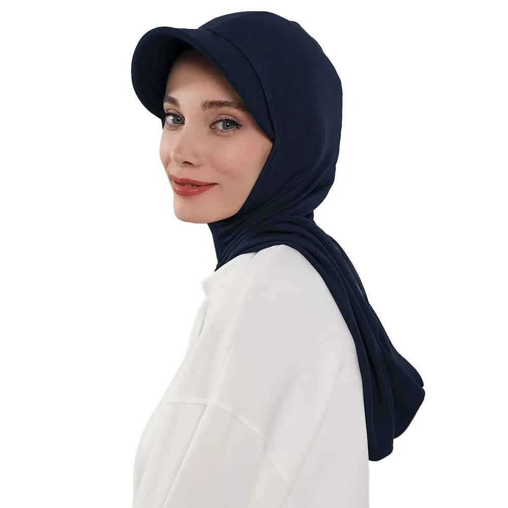 Full Coverage Bonnet Hijab with Visor – Ready to Wear