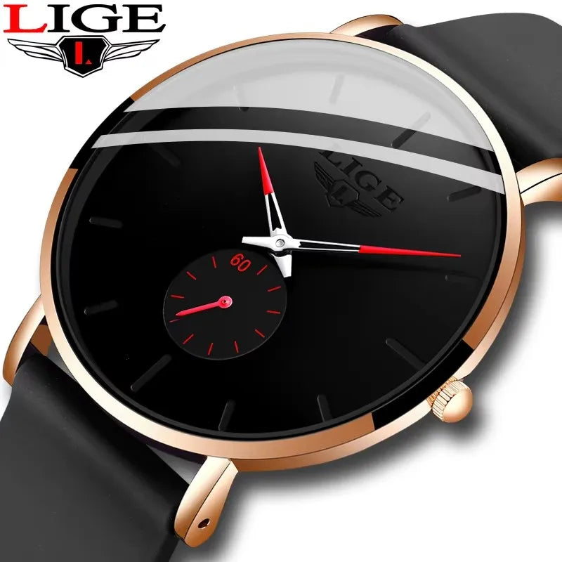 LIGE Men’s Ultra-Thin Quartz Watch – Waterproof Luxury Style