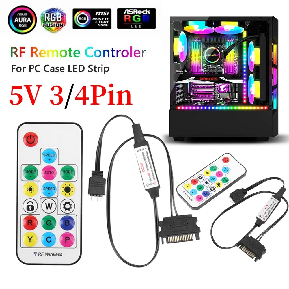 RGB LED Strip Wireless Controller – 5V Remote (PC Case Compatible)