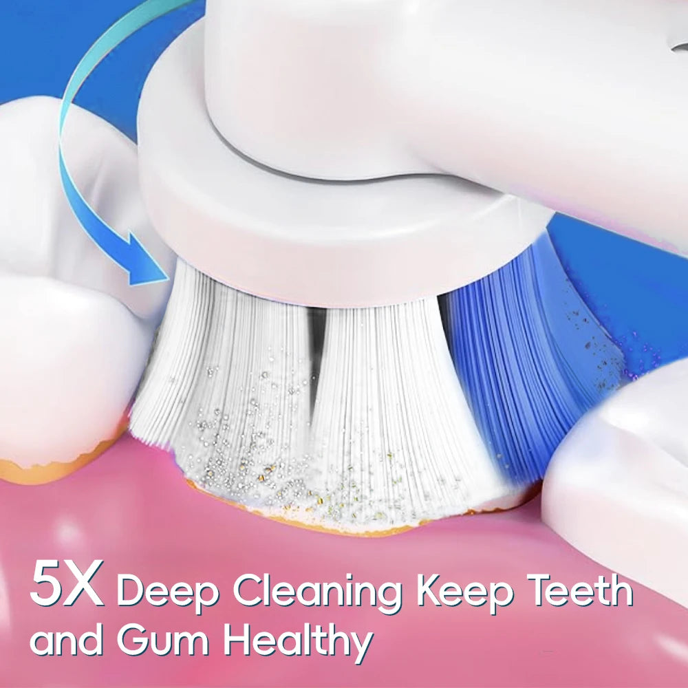 2x Smart Rotary Electric Toothbrush Set, Rechargeable Rotating Toothbrushes Compatible with Oral B Replacement Toothbrush Heads