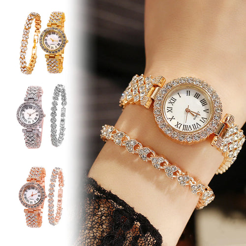 2PCS Crystal Watch Set – Elegant & Luxury