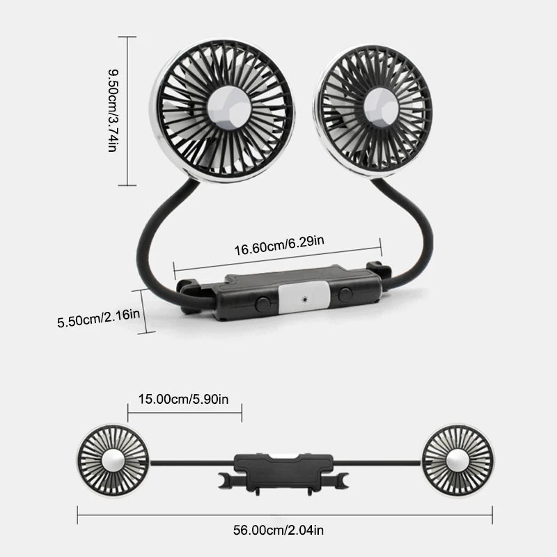 Dual Head Car Cooling Fan